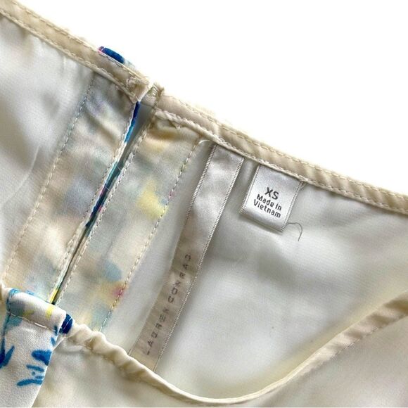 LC Lauren Conrad Yellow & Cornflower Blue Chiffon Sleeveless Blouse Size XSmall - Picture 5 of 10